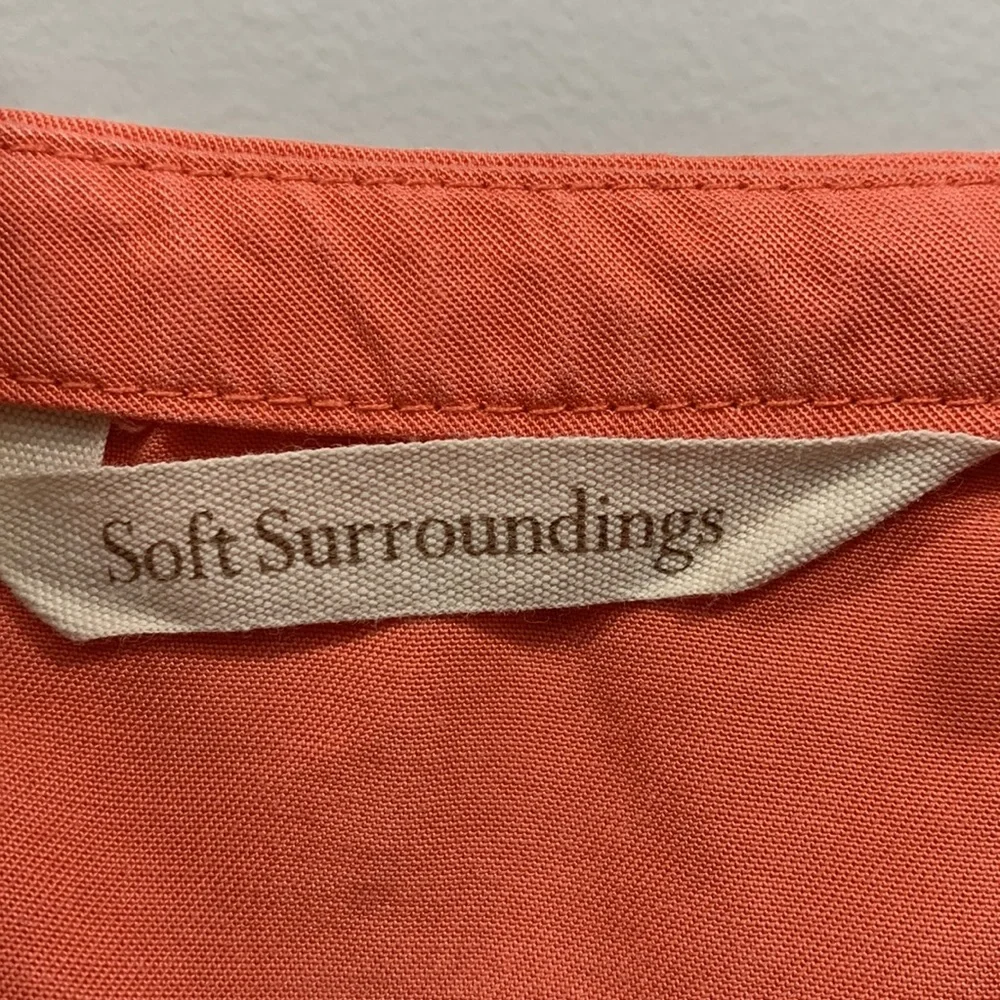 Soft Surroundings 100% Tencel V Neck 3/4 Tie Sleeve Shoulder Cut Top Medium
